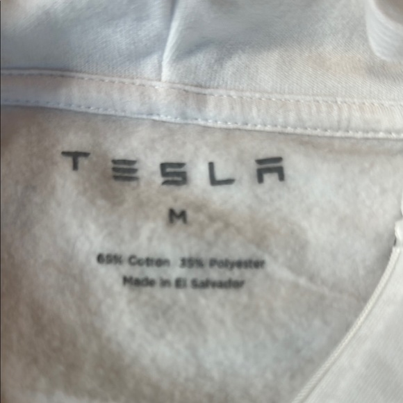 Tesla White Hooded Cropped Sweatshirt - Picture 2 of 7